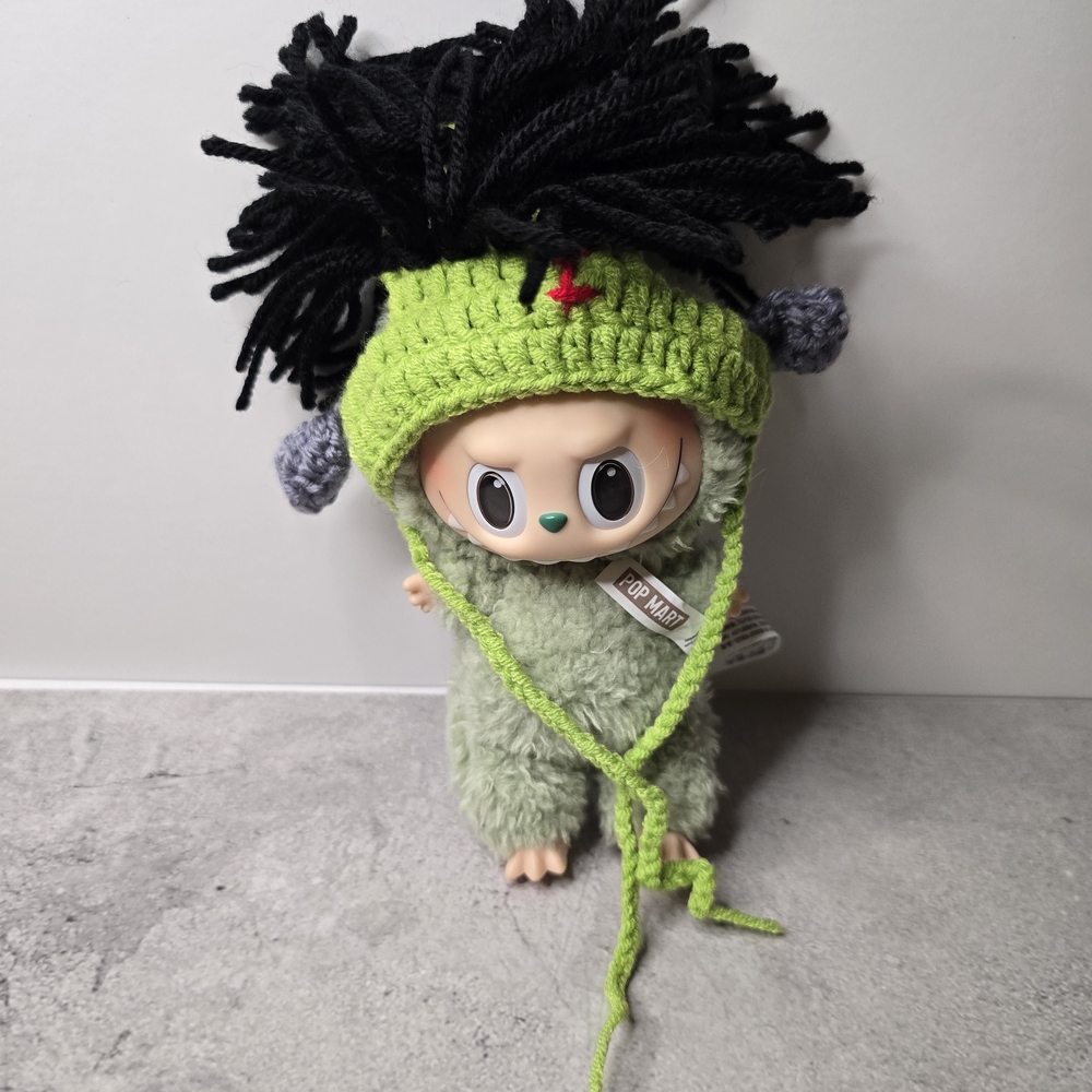 Labubu Green and Black Knit Hat